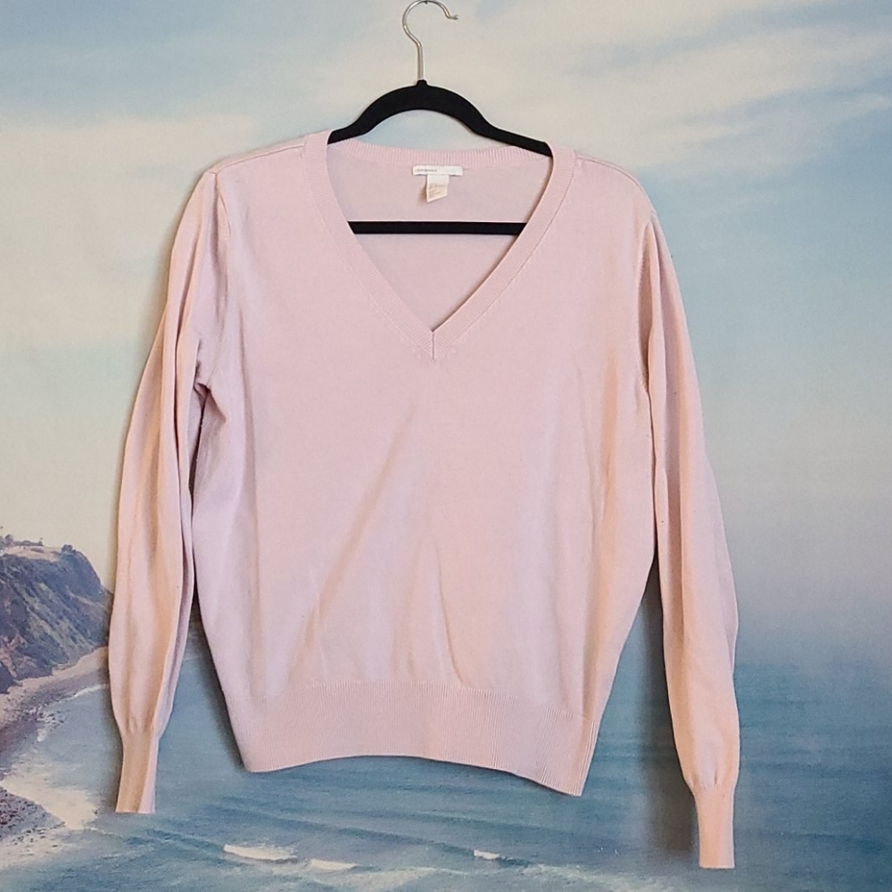 Women's Pink Long Sleeve Pull Over Sweater